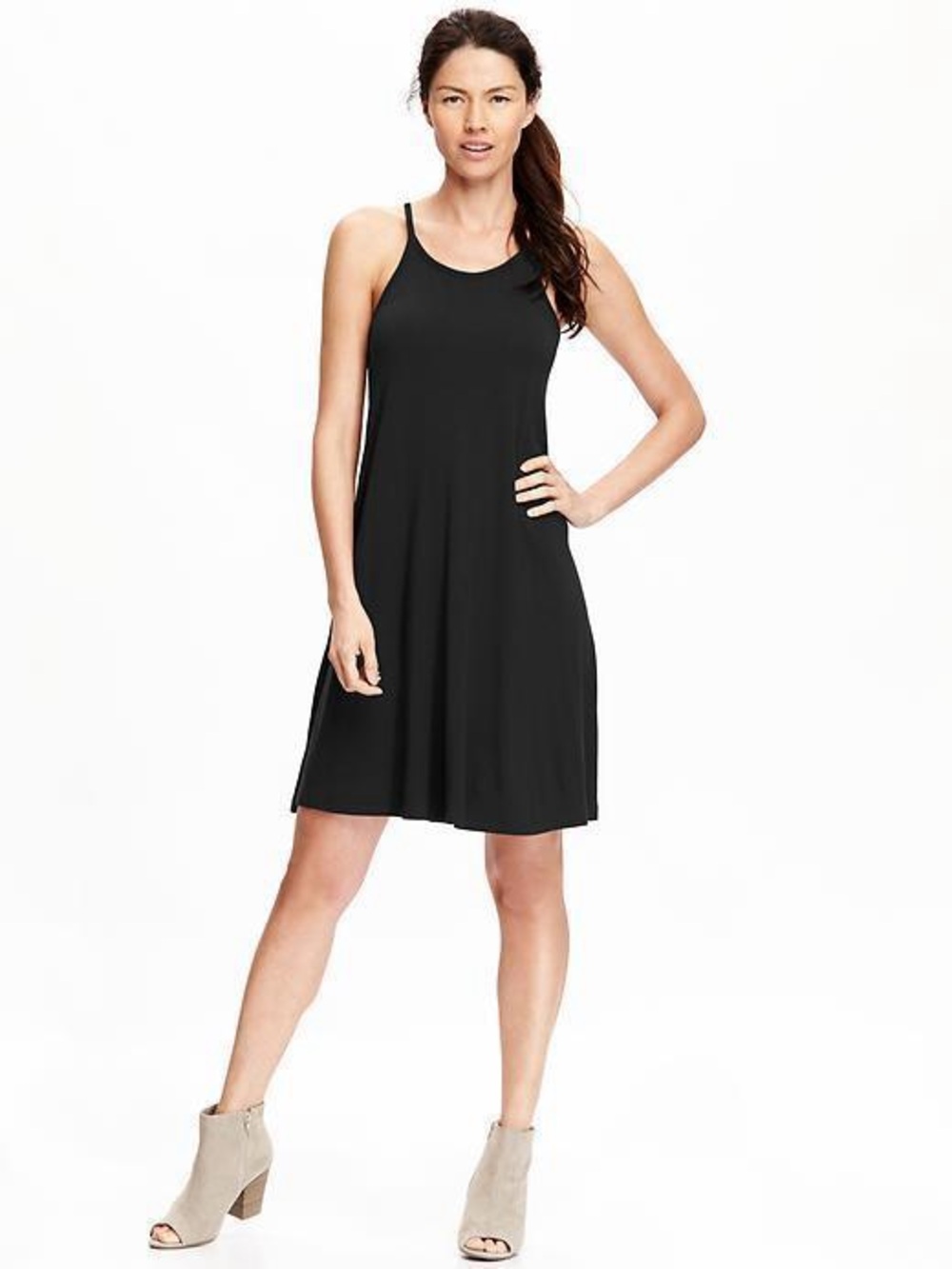 Old Navy Black Ribbed Midi Tank Dress